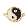 Brass Clear Cubic Zirconia & Natural White Shell & Resin Connector Charms CU-CBA6938-19G-01-1