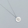 925 Sterling Silver Flat Round with Snake Pendant Necklaces Creative Design Collarbone Jewelry UA4626-2-2