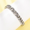 304 Stainless Steel Engraved Beast & Christian Upside Down Cross Cuban Link Chain Bracelets for Women Men BJEW-F529-17P-2