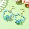 3Pairs 304 Stainless Steel Flower Glass Seed Beaded Dangle Earrings EJEW-MZ00335-3