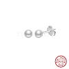 Round Natural Pearl Stud Earrings EJEW-G411-04A-P-1