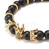 Round Synthetic Black Stone Beaded Stretch Bracelet with Crown for Women BJEW-JB07530-03-4