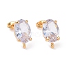 Brass Micro Pave Clear Cubic Zirconia Stud Earring Findings X-KK-G420-18G-1