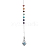 Chakra Mixed Synthetic & Natural Round Gemstone Pointed Dowsing Pendulums PALLOY-JF02520-01-1