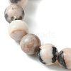 Natural Pink Zebra Jasper Round Beaded Stretch Bracelet BJEW-JB09792-5