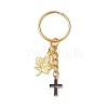 3Pcs 3 Colors Maple Leaf & Cross Alloy Enamel Charm Keychains KEYC-JKC00985-3