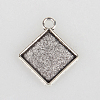 Vintage Tibetan Style Alloy Rhombus Pendant Cabochon Bezel Settings TIBEP-O006-58AS-1