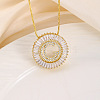 Brass Pave Clear Cubic Zirconia Ring with Letter Pendant Box Chain Necklaces FS-WG44D8C-07-1
