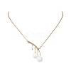Handmade Lampwork & Cultured Freshwater Pearl Flower Pendant Brass Cable Chain Necklaces for Women NJEW-TA00259-2