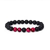 8MM Round Dyed Natural Tiger Eye and Lava Rock Yoga Beaded Stretch Bracelets ZG6546-1-1