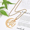 304 Stainless Steel Moon & Arabic Pendants Box Chain Necklaces for Women Men NJEW-R013-02G-2