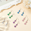 ANATTASOUL 5 Pairs 5 Colors Alloy Enamel Flower Dangle Earrings EJEW-AN0004-76-7