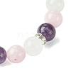 8.5mm Natural Rose Quartz & Quartz Crystal & Amethyst Round Beaded Stretch Bracelets for Women BJEW-JB10737-4