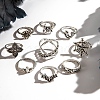 9Pcs 9 Styles Aniaml Alloy Spider & Snake & Bat & Flower Finger Rings Sets for Women PW-WG5EE65-01-5