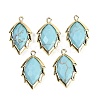 Synthetic Turquoise Faceted Leaf Pendants G-I375-04G-06-1