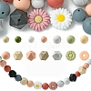 48Pcs 14 Styles Food Grade Eco-Friendly Silicone Focal Beads DIY-YW0008-83D-1