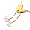 Synthetic White Shell Heart with Plastic Pearl Pendant Necklace NJEW-G036-05G-2