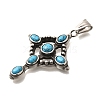 304 Stainless Steel Pave Dyed Synthetic Turquoise Pendants STAS-R140-05AS-05-2