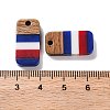 Independence Day Opaque Striped Resin & Walnut Wood Pendants RESI-U010-01D-3