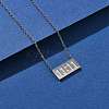 304 Stainless Steel 11:11 Rectangle Pendant Cable Chain Necklaces for Women NJEW-NH0001-04P-1