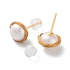 Wire Wrapped Round Natural Pearl Stud Earrings for Women EJEW-E303-18G-2