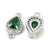 Brass Pave Clear & Green Cubic Zirconia Connector Charms KK-P275-46P-2