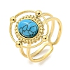 Ion Plating(IP) 304 Stainless Steel Synthetic Turquoise Cuff Rings G-Z056-04G-01-1