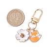 Flower Fox Alloy Enamel Pendant Decoration HJEW-JM02747-3