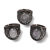 Natural Quartz Crystal Oval Adjustable Rings RJEW-K271-06R-21-1