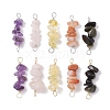 10Pcs 5 Styles Constellation Natural Amethyst & Citrine & Golden Sheen Obsidian & South Red Agate & Rose Quartz Copper Wire Wrapped Chip Beaded Connector Charms PALLOY-JF02905-09-1