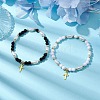 2Pcs 2 Colors Round Acrylic & Imitation Pearl Beaded Stretch Bracelets BJEW-JB10343-2