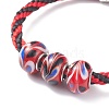 Triple Handmade Lampwork Beaded Braided Cord Bracelet for Women BJEW-JB07598-4