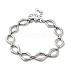 304 Stainless Steel Rhombus Link Chains Bracelets for Men & Women BJEW-D042-49P-4