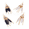 2Pairs 2 Colors Feather Chandelier Earrings EJEW-TA0001-81D-2