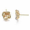 Brass Micro Pave Clear Cubic Zirconia Stud Earring Findings KK-S360-005-NF-3