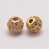 Brass Micro Pave Cubic Zirconia Beads ZIRC-E110-03G-1