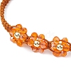 Flower Glass Braided Bead Bracelets BJEW-JB11079-4