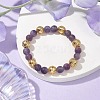 8.5mm Round Frosted Natural Amethyst Beaded Stretch Bracelets BJEW-JB10491-2