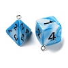 7 Styles Opaque Resin Polyhedral Dice Pendants Set RESI-A029-01M-2