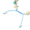 Turtle & Starfish & Round Synthetic Green Turquoise Braided Beaded Bracelets BJEW-TA00363-3