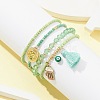 4Pcs 4 Style Evil Eye Valentine's Theme Alloy Enamel & Polycotton(Polyester Cotton) Tassel Charm Bracelets Set BJEW-JB09618-01-2