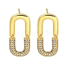 Rack Plating Rectangle Brass Micro Pave Clear Cubic Zirconia Stud Earrings EJEW-B061-05G-1