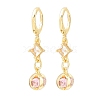 Brass Micro Pave Cubic Zirconia Star Hoop Earrings EJEW-B154-03G-4