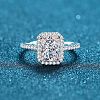 Rhodium Plated 925 Sterling Silver Micro Pave 8.2x4.9mm Moissanite Finger Rings for Women WG8E258-72-2