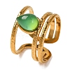 Teardrop Natural Dyed & Heated Green Onyx Agate Finger Rings RJEW-Q822-11G-1