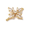 Brass Pave Clear Glass Rhinestone Connector Charms KK-B079-14G-2