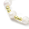 Adjustable Natural Pearl & Brass Braided Beaded Bracelet for Women BJEW-O187-01-2