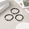 3Pcs 3 Style Natural Lava Rock & Black Onyx Beaded Stretch Bracelets Set BJEW-JB09237-2