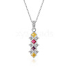 Rhombus 925 Sterling Silver Pave Colourful Cubic Zirconia Pendant Necklaces for Women WGF0FD8-01-2