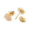 Ion Plating(IP) Enamel Clover with Crystal Rhinestone Stud Earrings with 316 Surgical Stainless Steel Pins EJEW-A081-12G-3